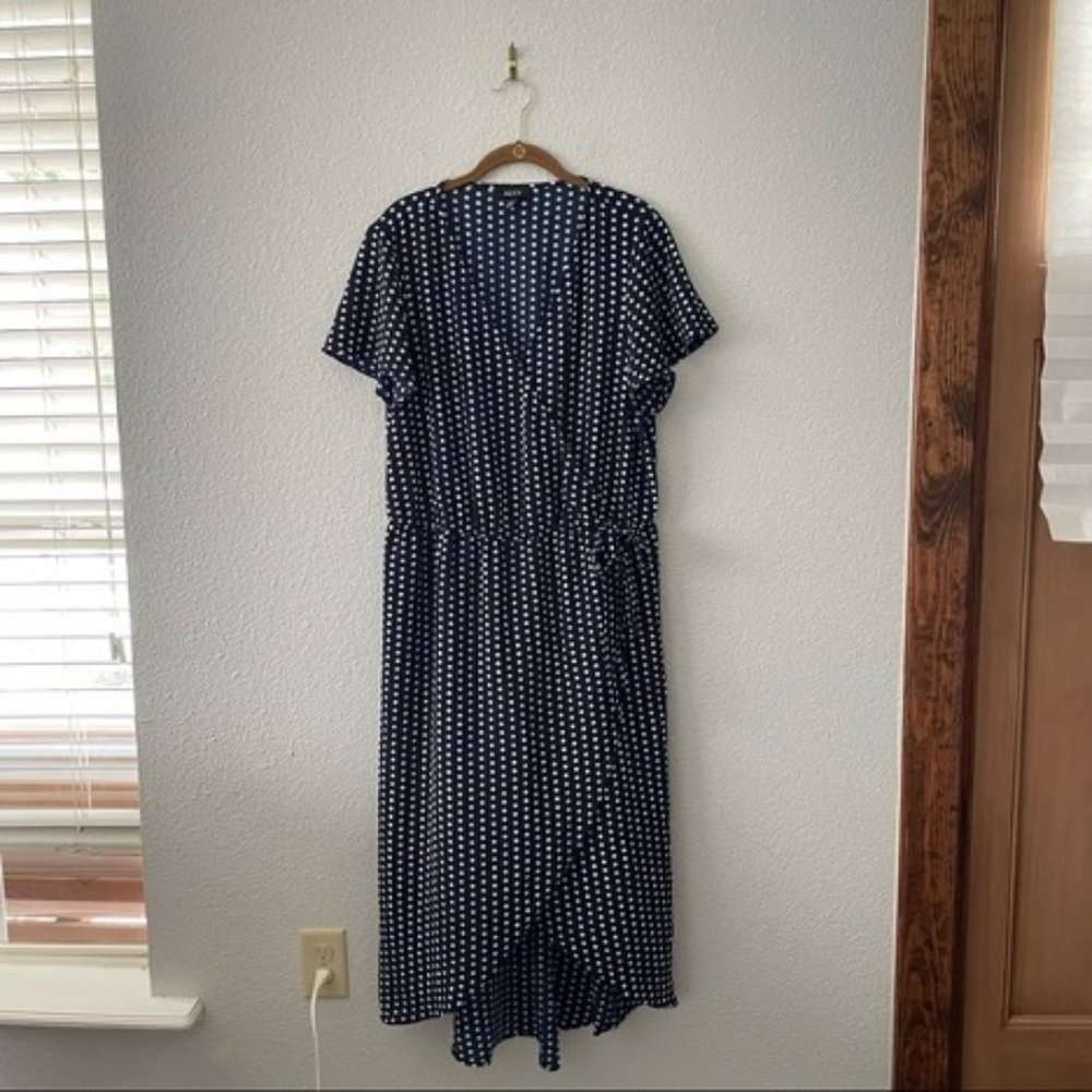 Navy Polka Dot Dress Plus Size Midi by ALYX Size XXL